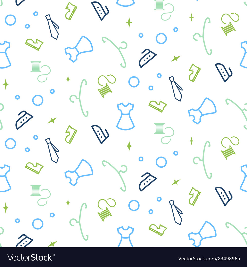 Cleaning service seamless pattern line icons