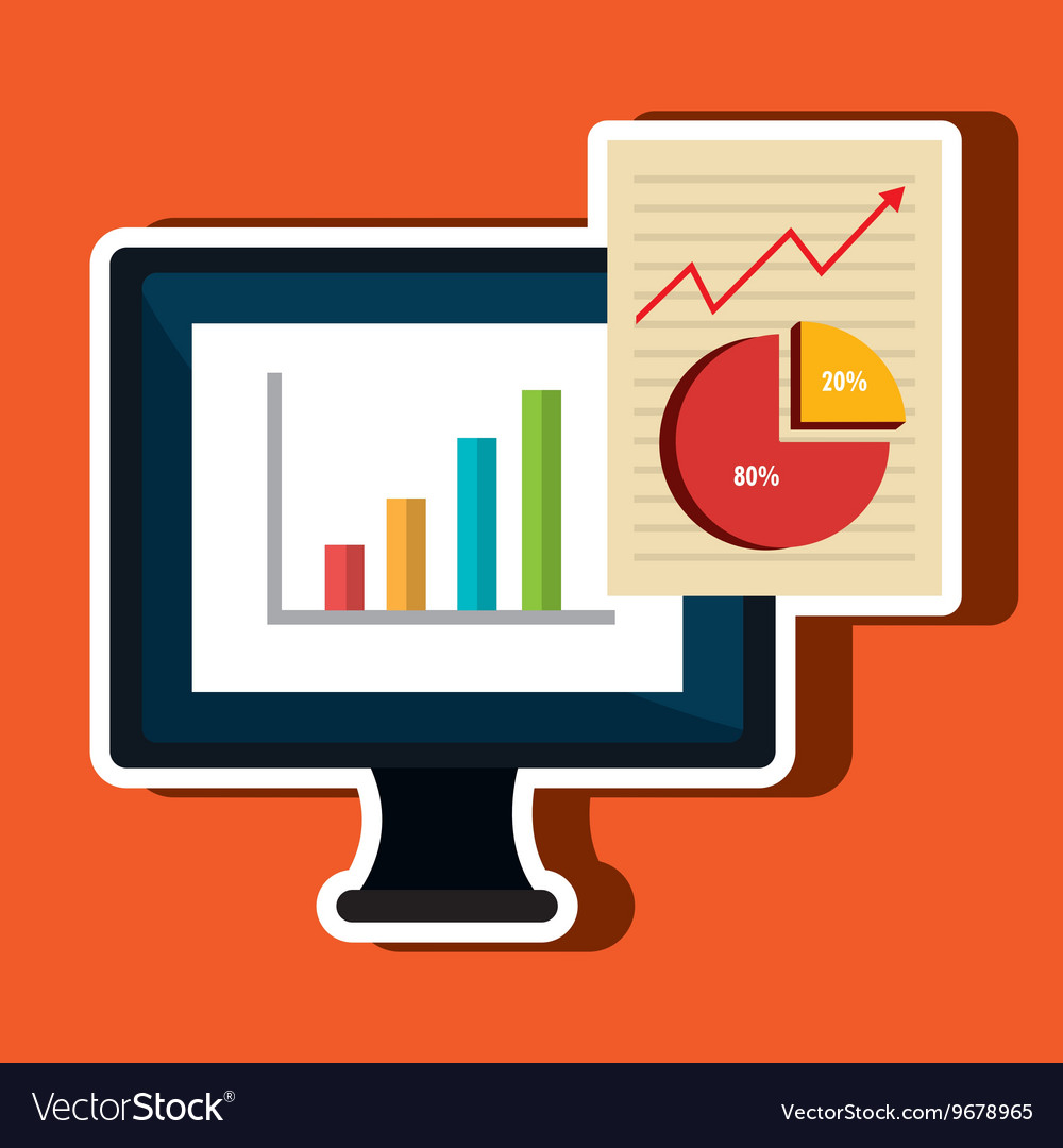 Computer business statistics isolated icon design