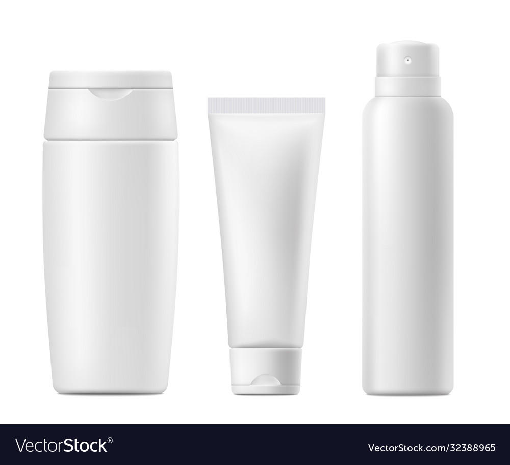 Cosmetics blank white packages mockup realistic