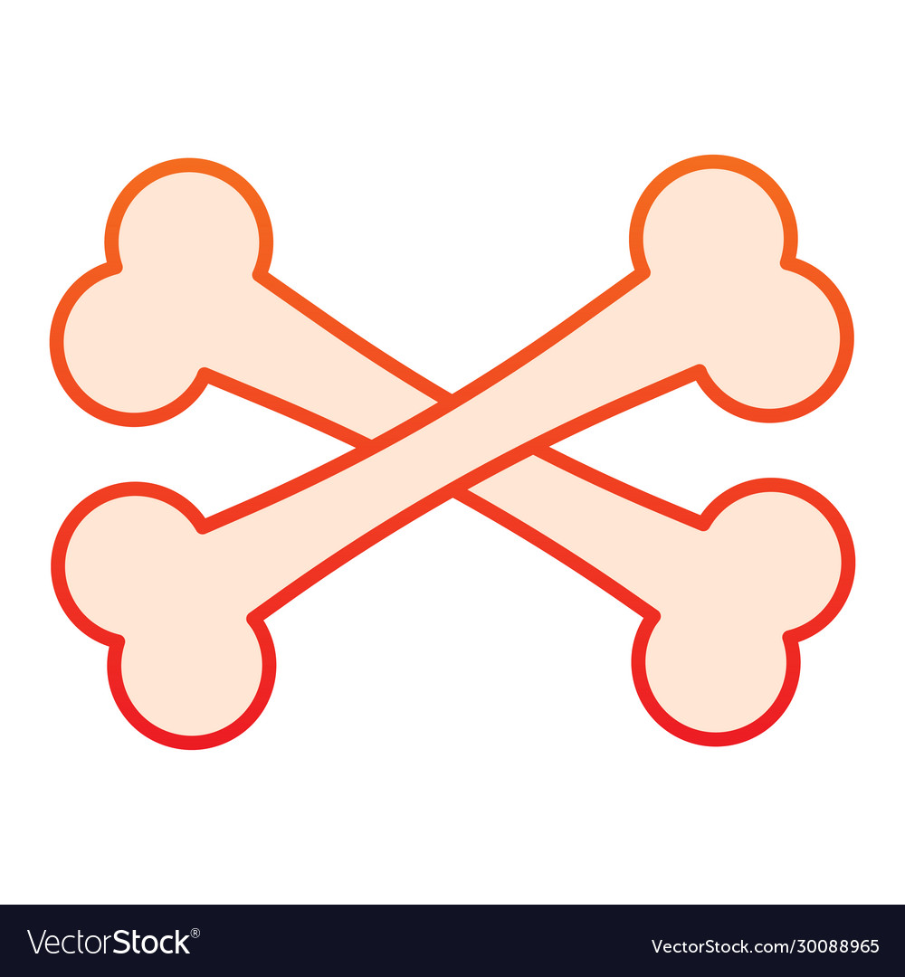 Crossbones flat icon two crossed bones halloween