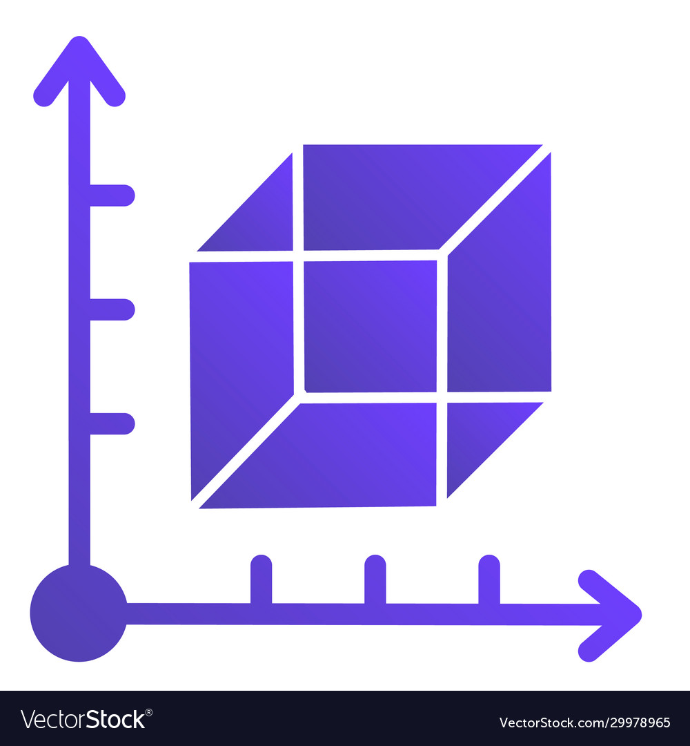 Cube and coordinates system flat icon isometric vector image Cube and coordinates system flat icon isometric