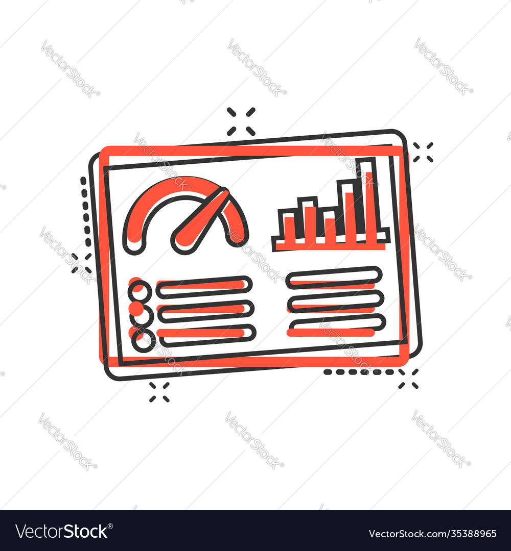 Dashboard icon in comic style finance analyzer vector image Dashboard icon in comic style finance analyzer