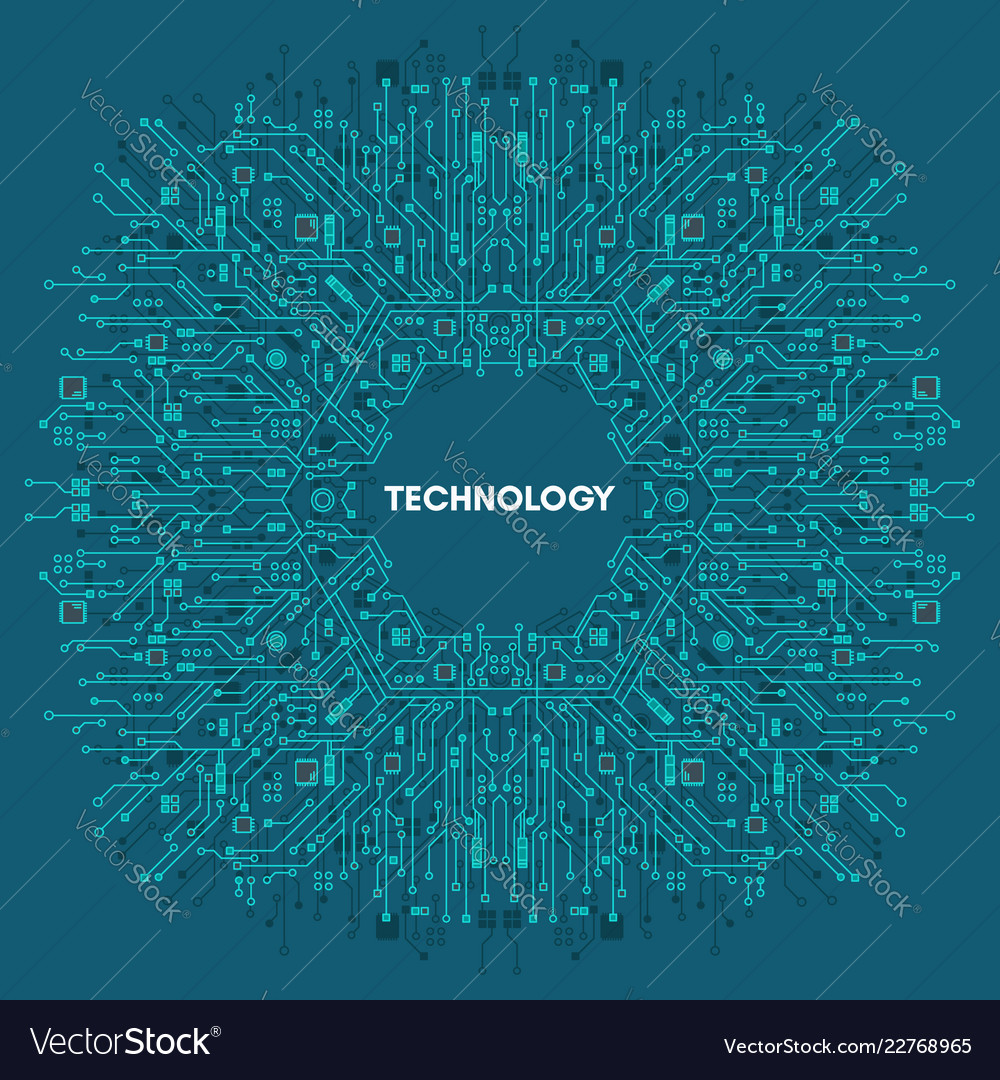 Flat microelectronics circuits technology blue