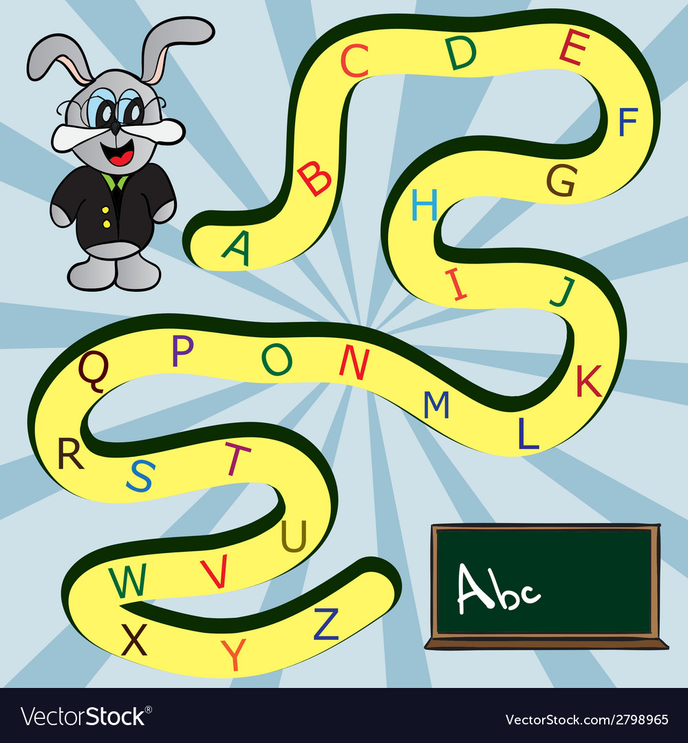 Funny cute rabbit with the alphabet Royalty Free Vector