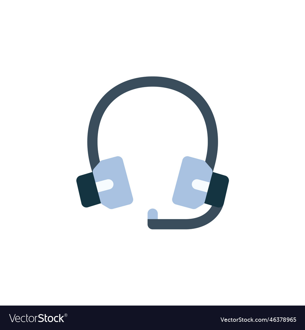 Headset icon computer component flat style Vector Image Headset icon computer component flat style