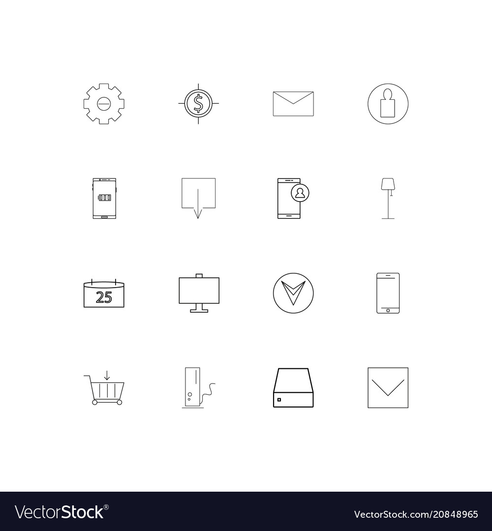 Internet technologies linear thin icons set