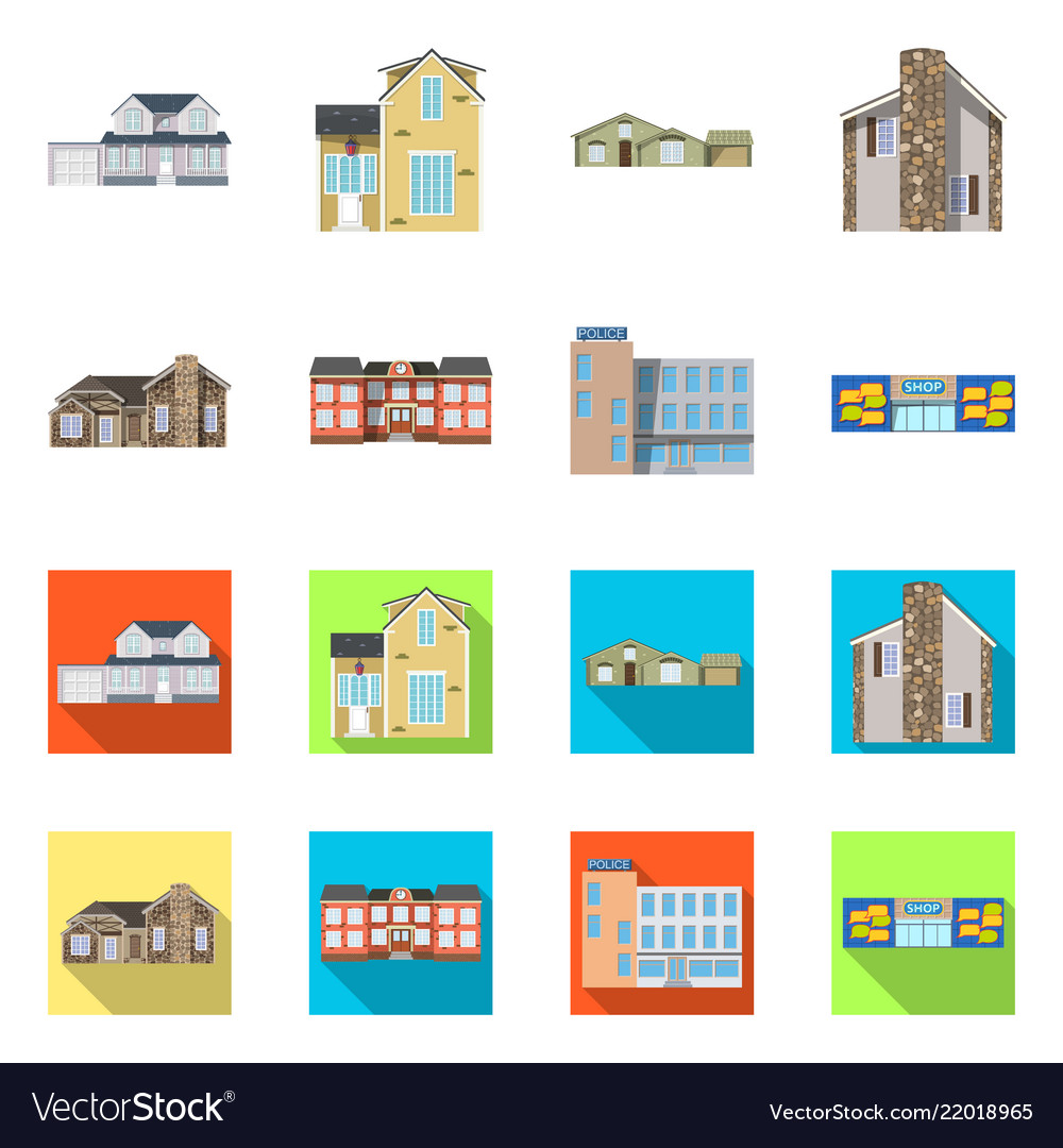 Isolated object of building and front logo set vector image Isolated object of building and front logo set