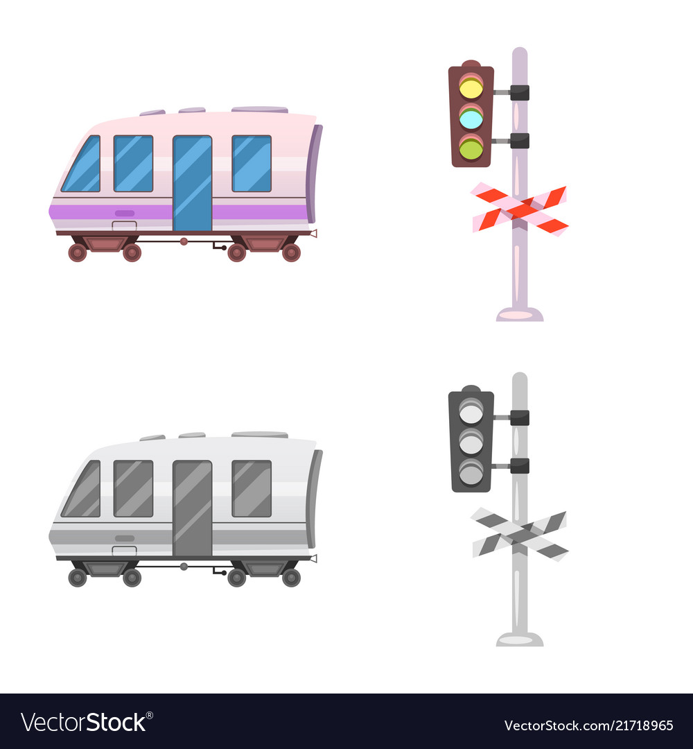 Isolated object of train and station symbol vector image Isolated object of train and station symbol