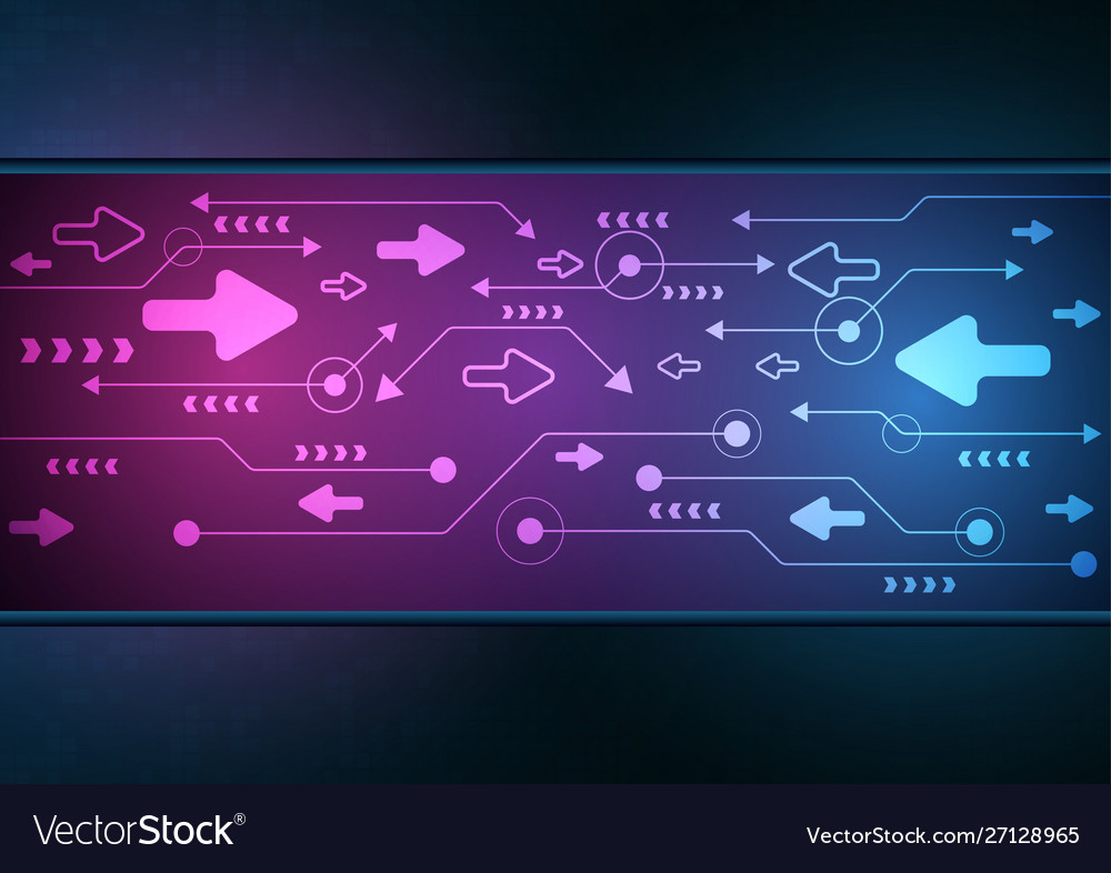 Neon arrow speed and technology data load vector image Neon arrow speed and technology data load
