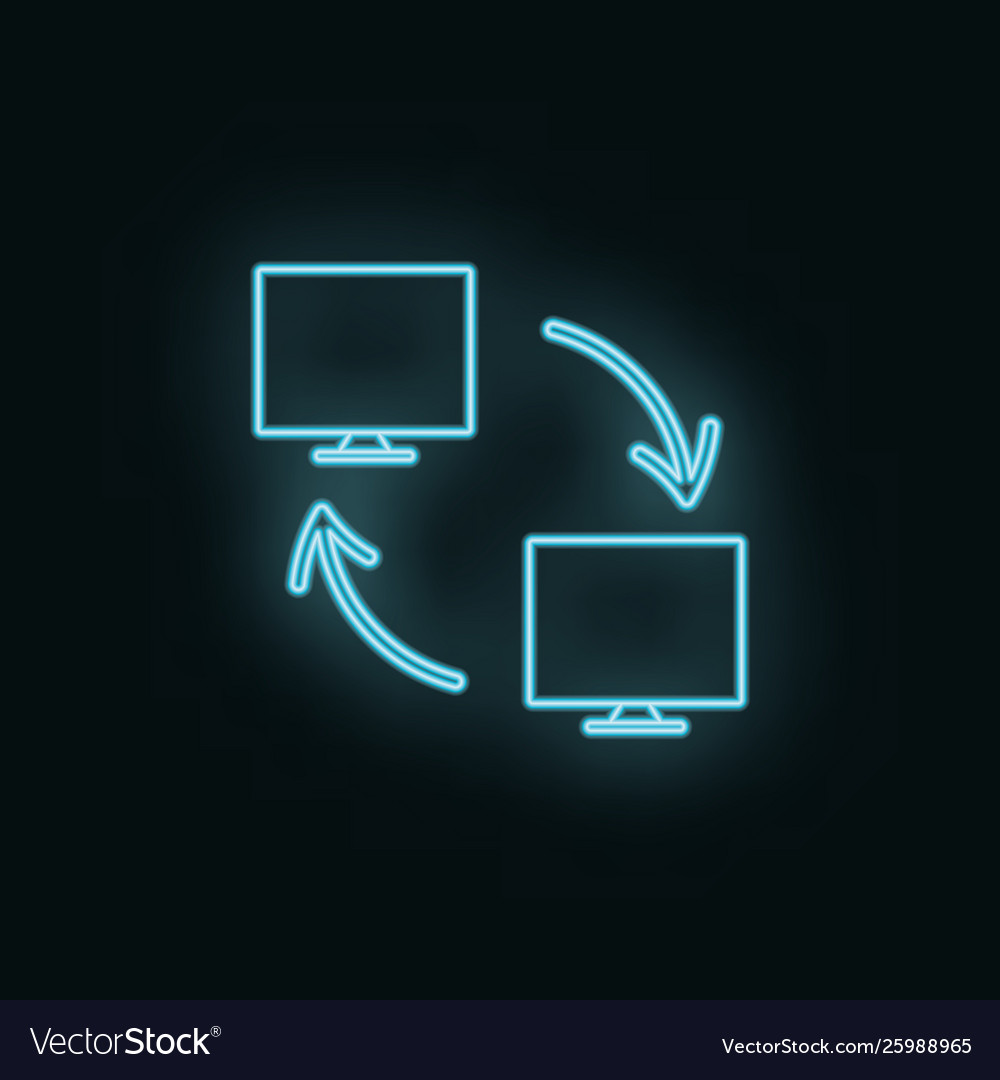 Networking monitor neon icon web development vector image Networking monitor neon icon web development