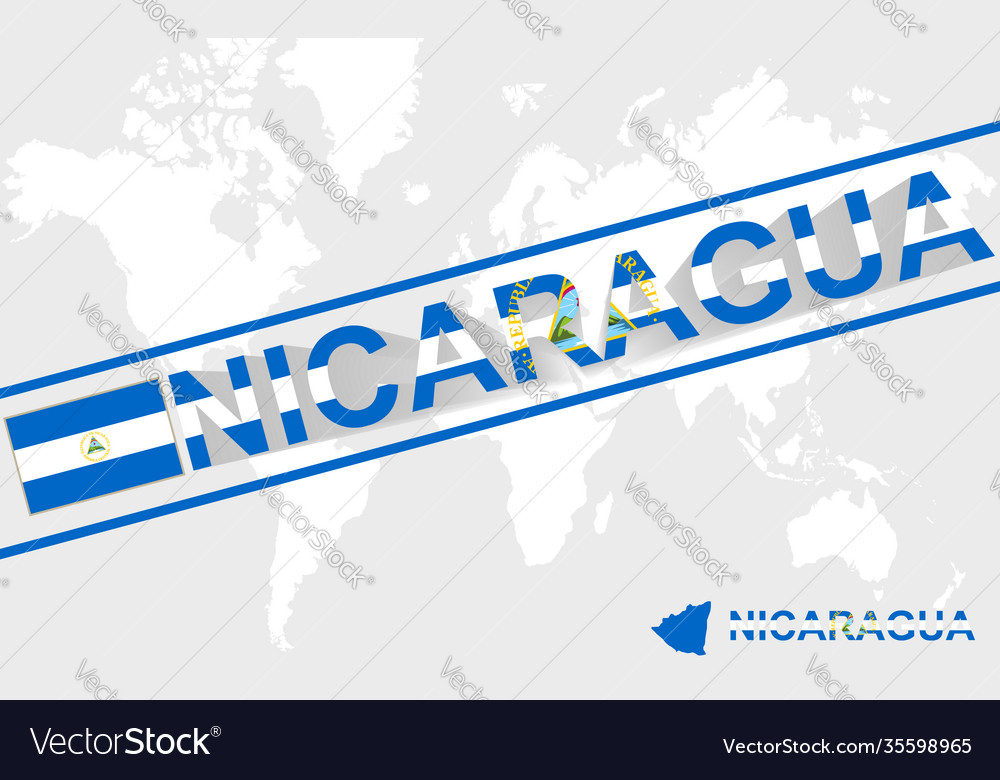 Nicaragua map flag and text