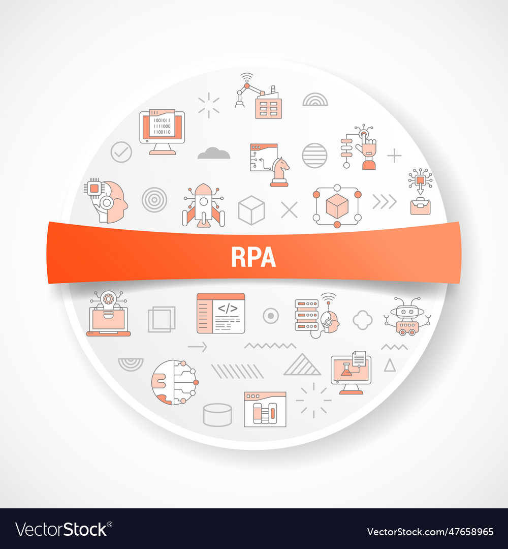 Rpa robotic process automation concept with icon vector image Rpa robotic process automation concept with icon