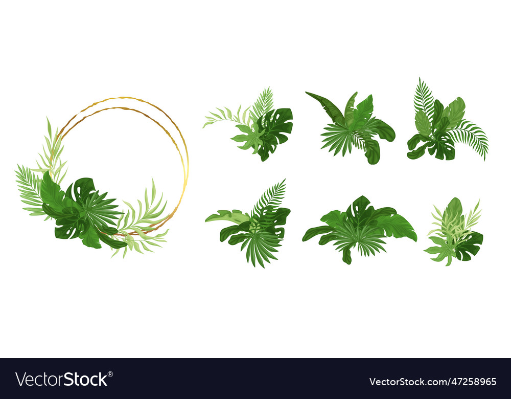 Set of a golden round frame with composition vector image Set of a golden round frame with composition