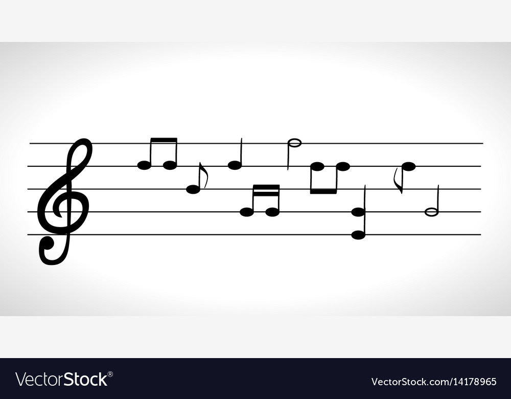 Set of musical notes on five-line clock notation