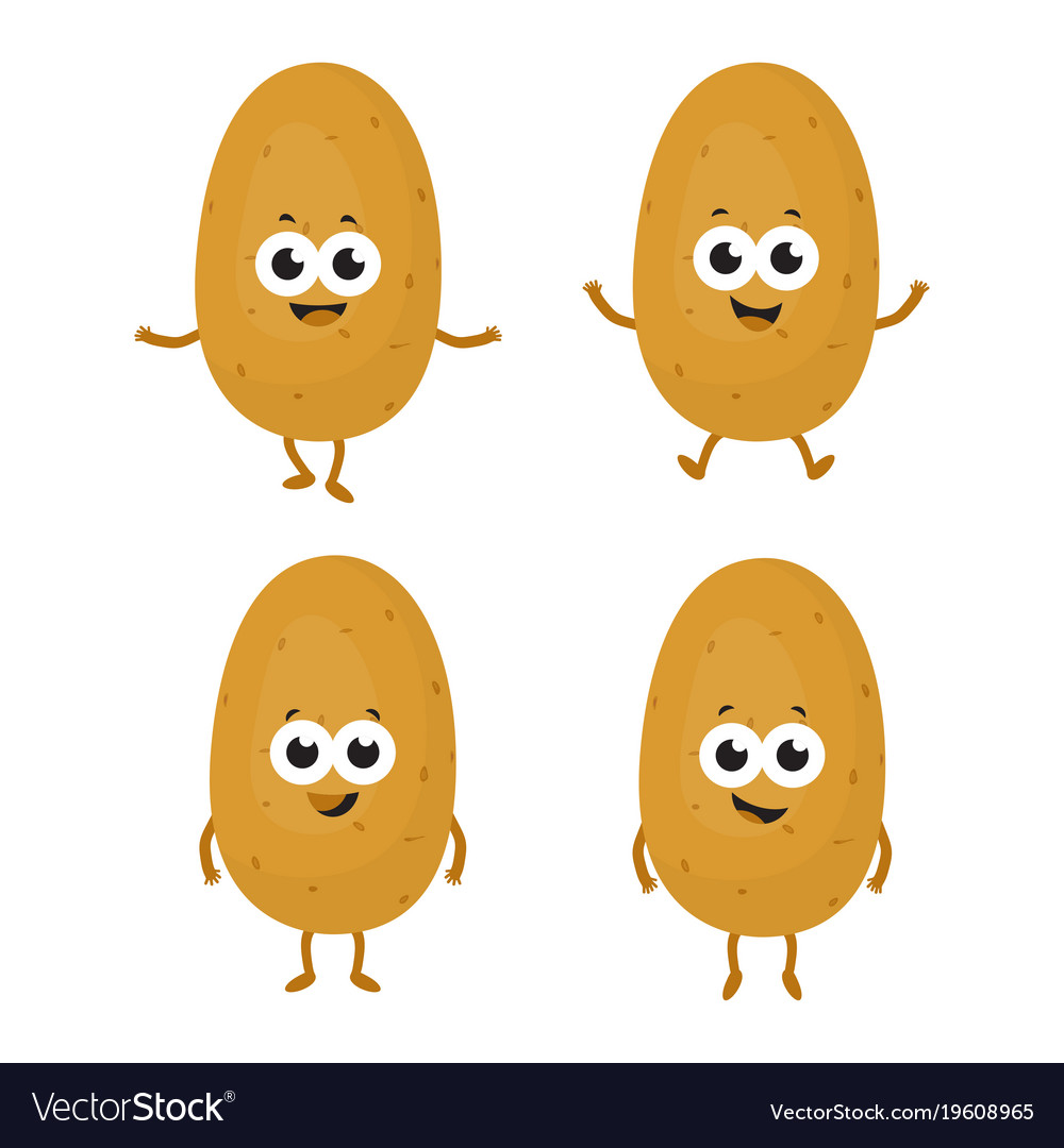 Set with cartoon potatoes Royalty Free Vector Image