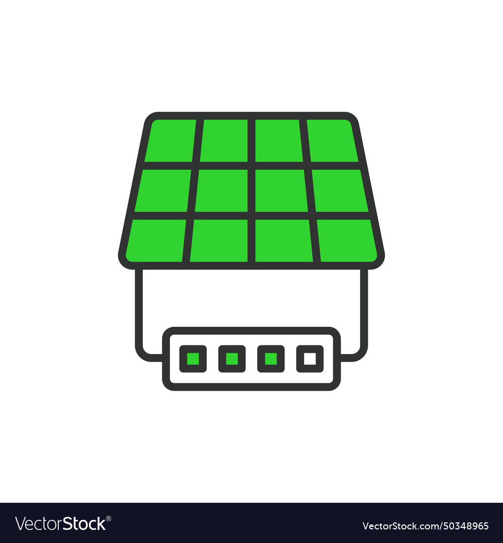 Solar inverter icon in line design green Vector Image