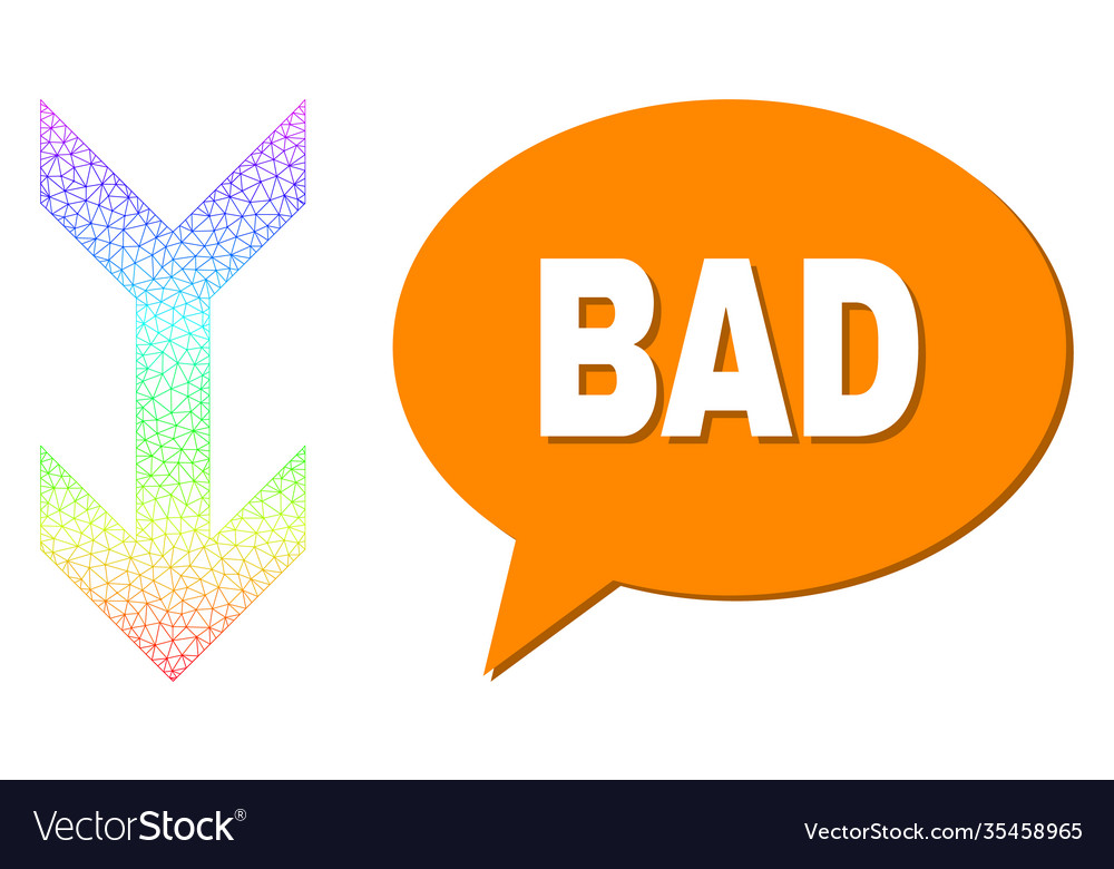Spectral network gradient arrow down icon and bad vector image Spectral network gradient arrow down icon and bad
