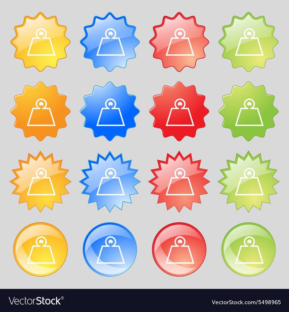Weight icon sign big set of 16 colorful modern