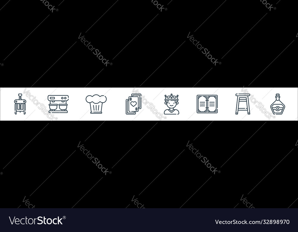 Bar line icons linear set quality vector image Bar line icons linear set quality