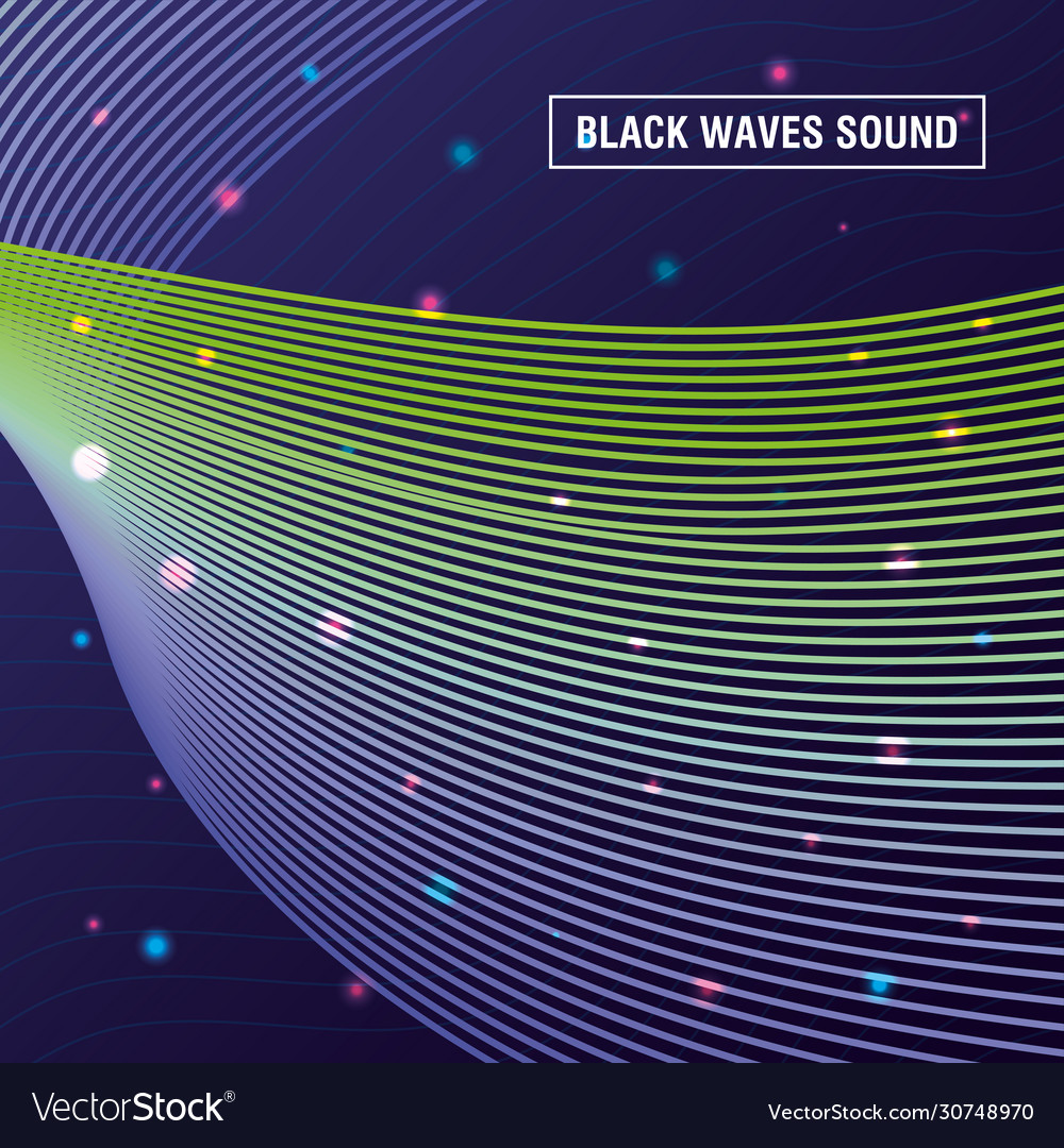 Black waves sound blue background