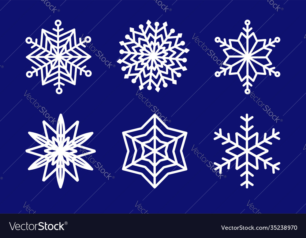 Blue Snowflake Silhouette Set