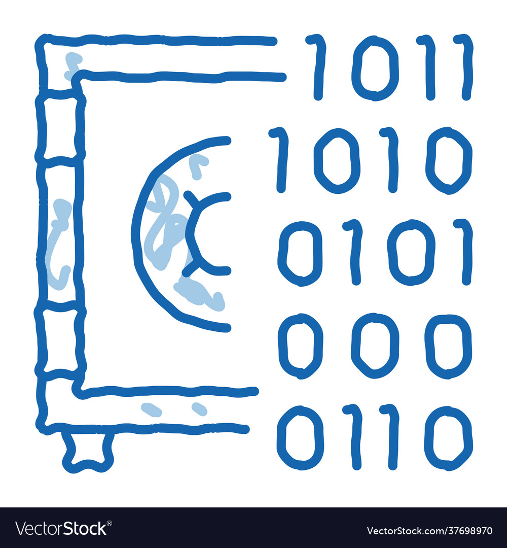 Computer hacking mit binären Code Doodle-Symbol Hand vector image Computer hacking mit binären Code Doodle-Symbol Hand