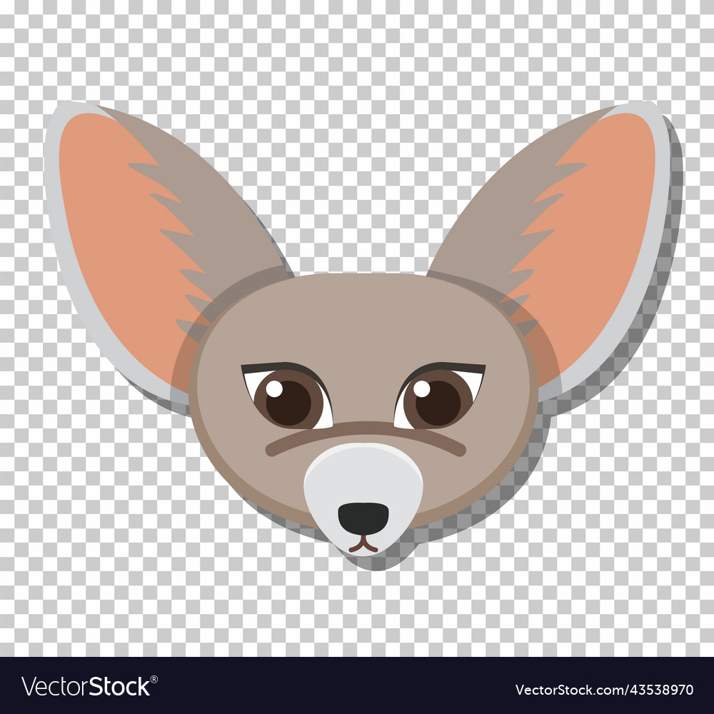 Cute fennec fox head in flat cartoon style