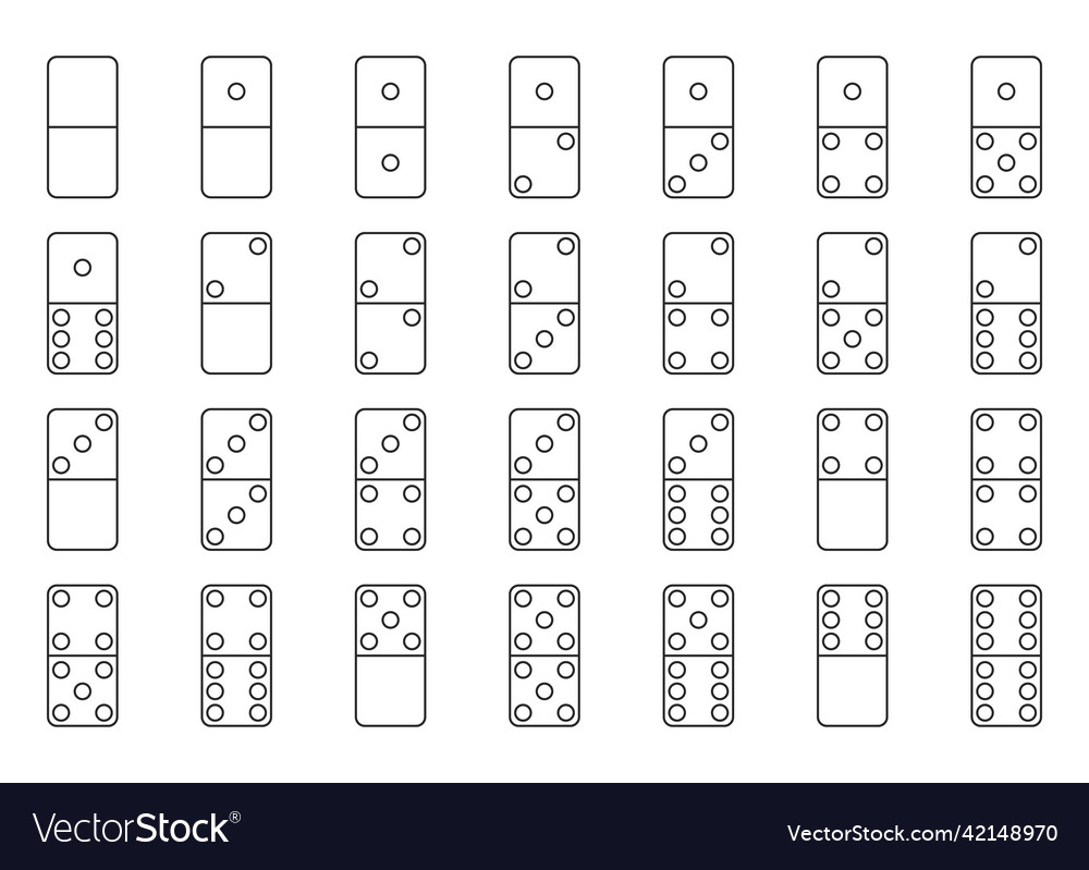 Domino pieces icon set line style with round
