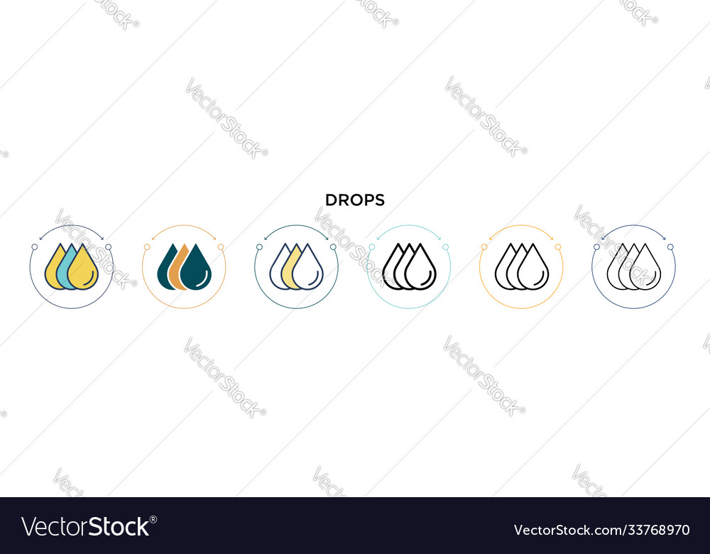 Drops icon in filled thin line outline and stroke