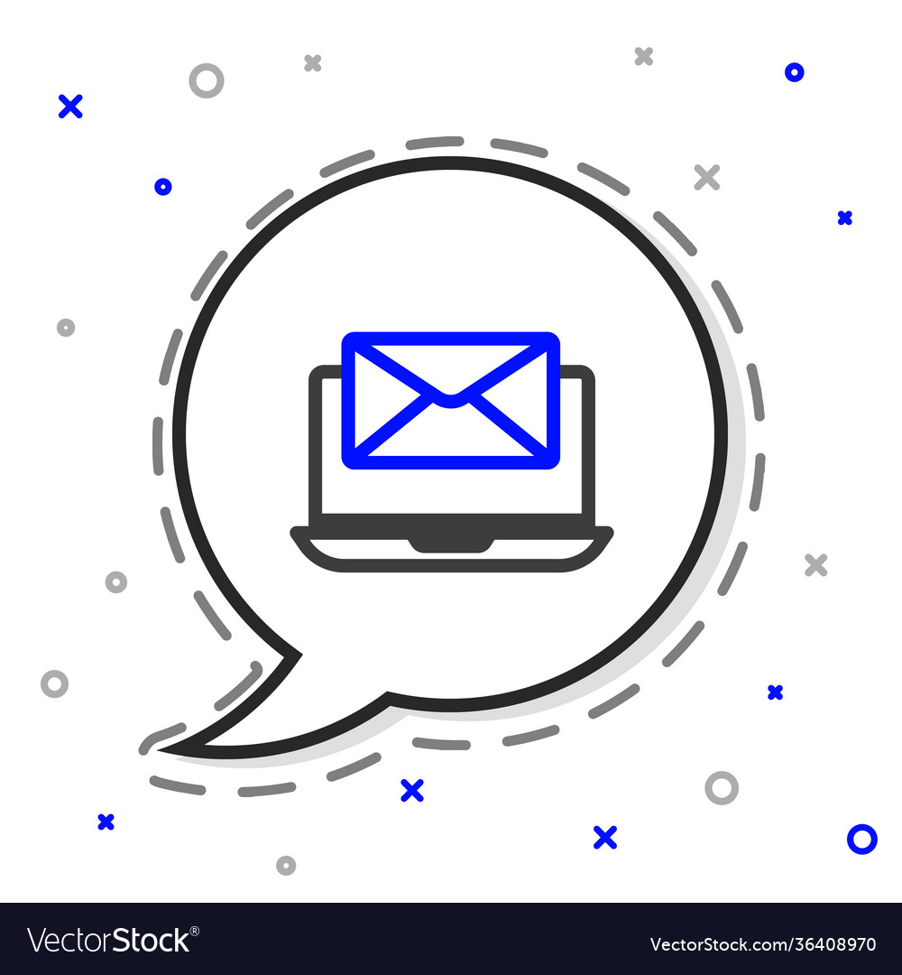 Line laptop with envelope and open email on screen Vector Image Line laptop with envelope and open email on screen