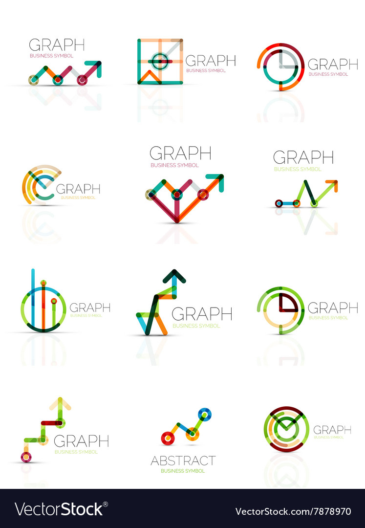 Linear graph and chart abstract logo set