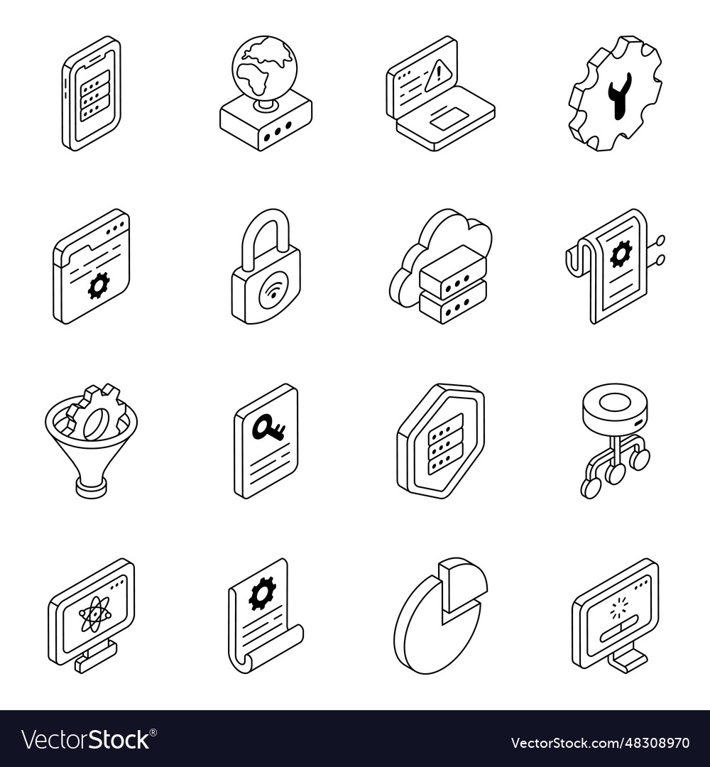 Pack of data linear icons