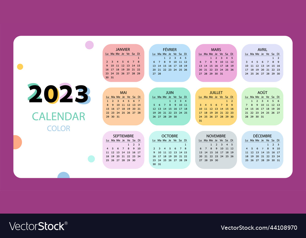 Pocket calendar on 2023 year french color Vector Image