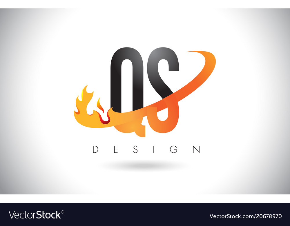 Qs q s letter logo with fire flames design