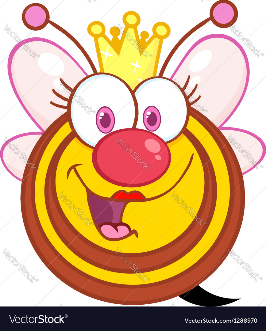 Queen Bee Cartoon Mascot Character Royalty Free Vector Image