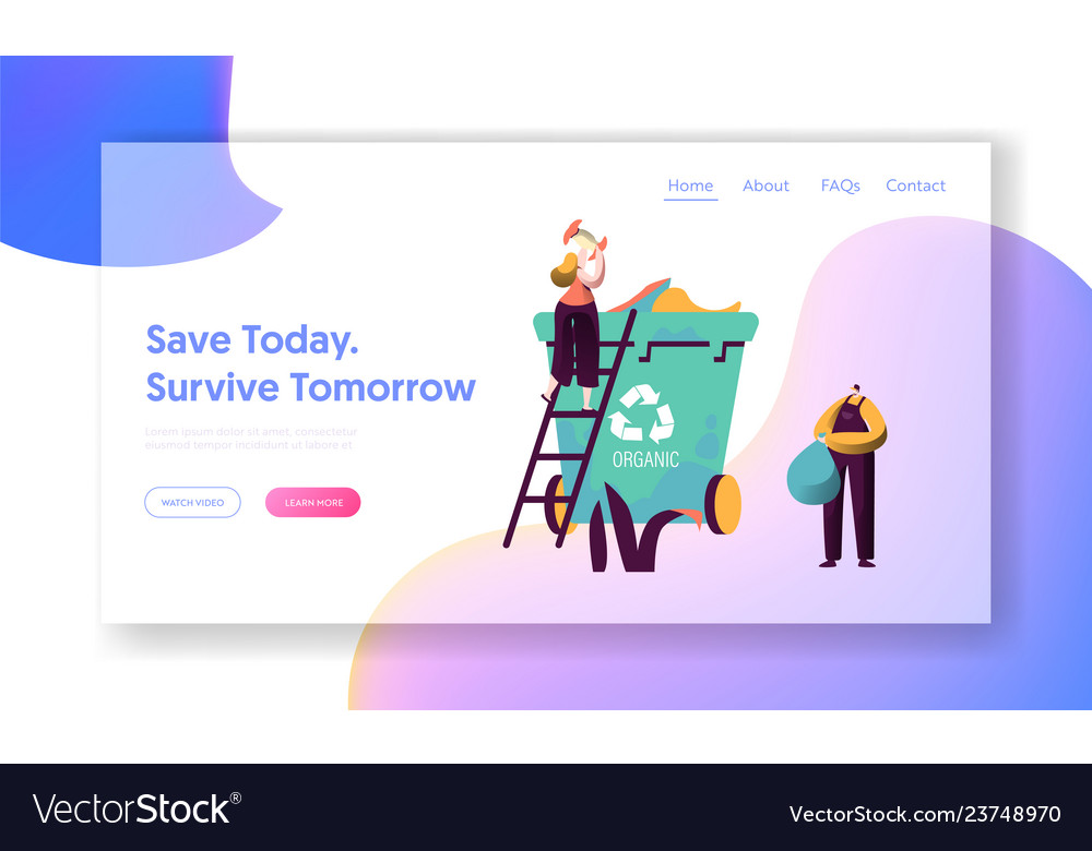 Recycle sort organic garbage landing page vector image Recycle sort organic garbage landing page