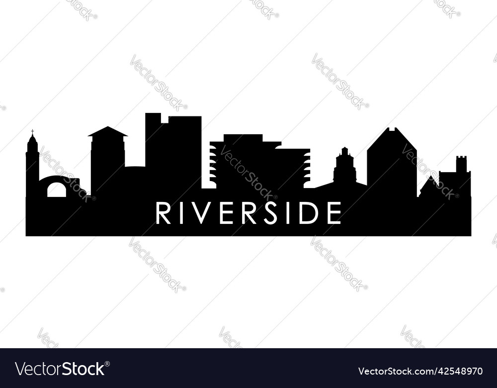 Riverside skyline silhouette black city Royalty Free Vector