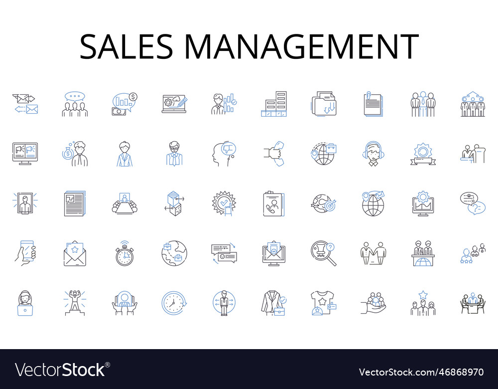 Sales management line icons collection marketing