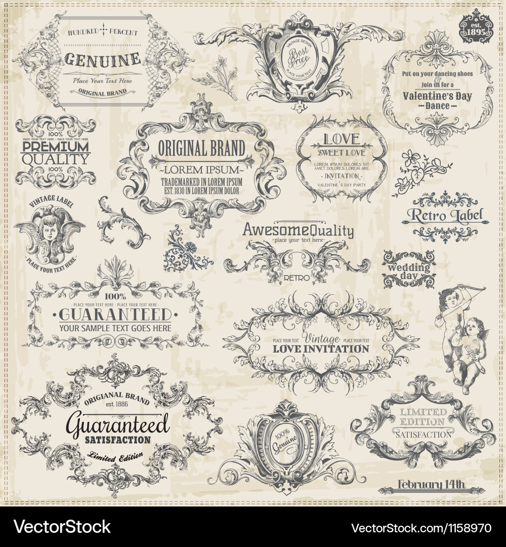 Set calligraphic design elements Royalty Free Vector Image