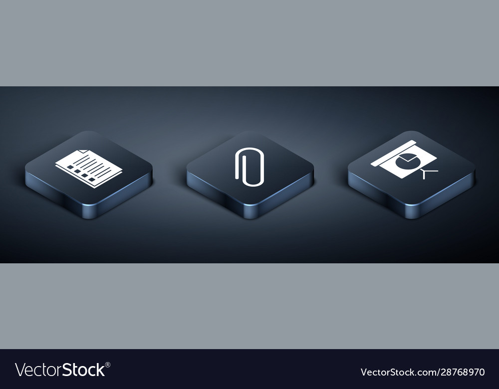 Set isometric file document presentation vector image Set isometric file document presentation