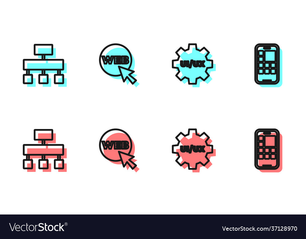Set line ui or ux design site map web vector image Set line ui or ux design site map web