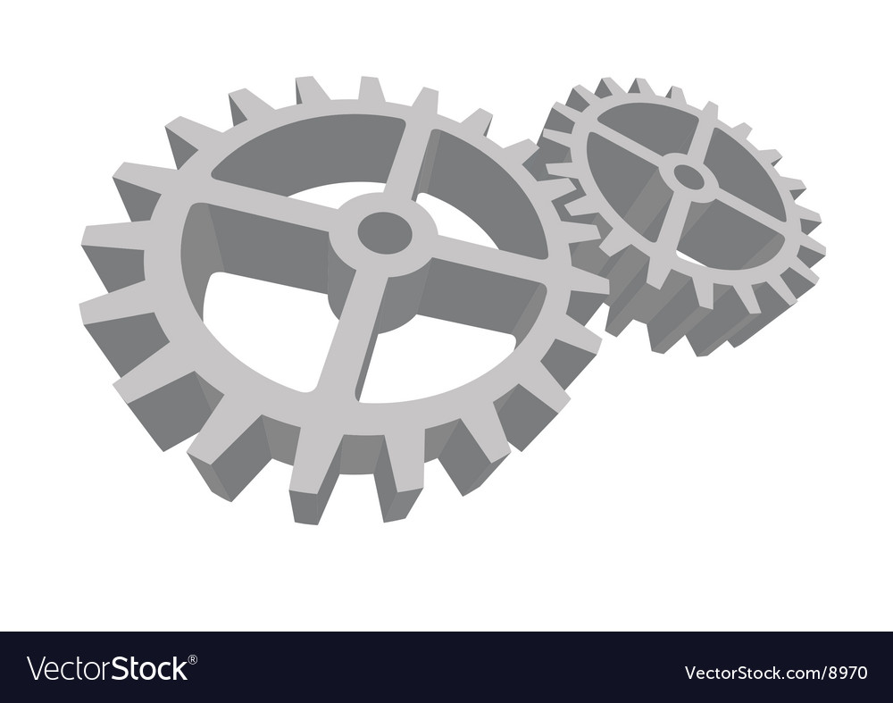 Two gears connected Royalty Free Vector Image - VectorStock