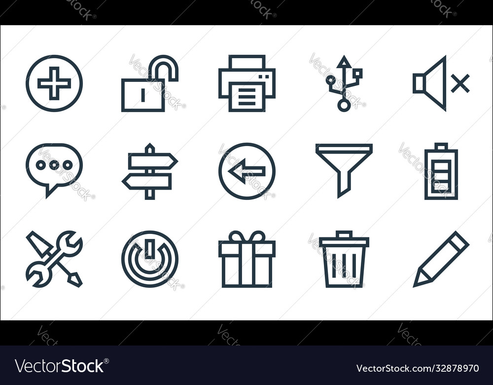 Web essentials line icons linear set quality vector image Web essentials line icons linear set quality