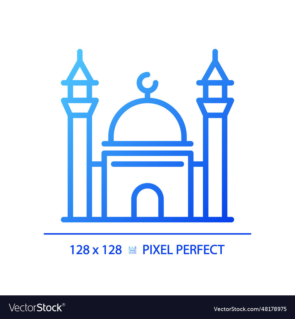 2d blue gradient thin line mosque icon Royalty Free Vector