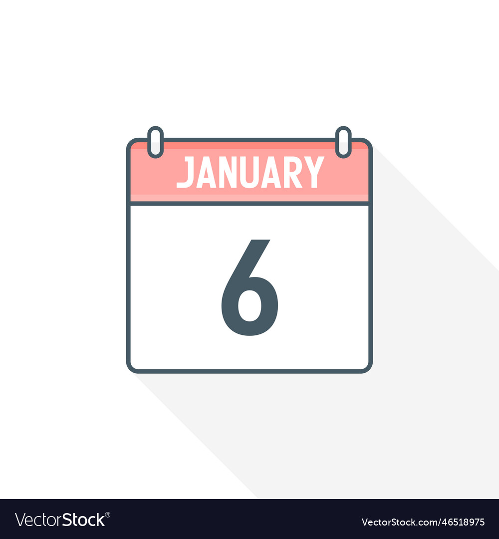 6th january calendar icon 6 date