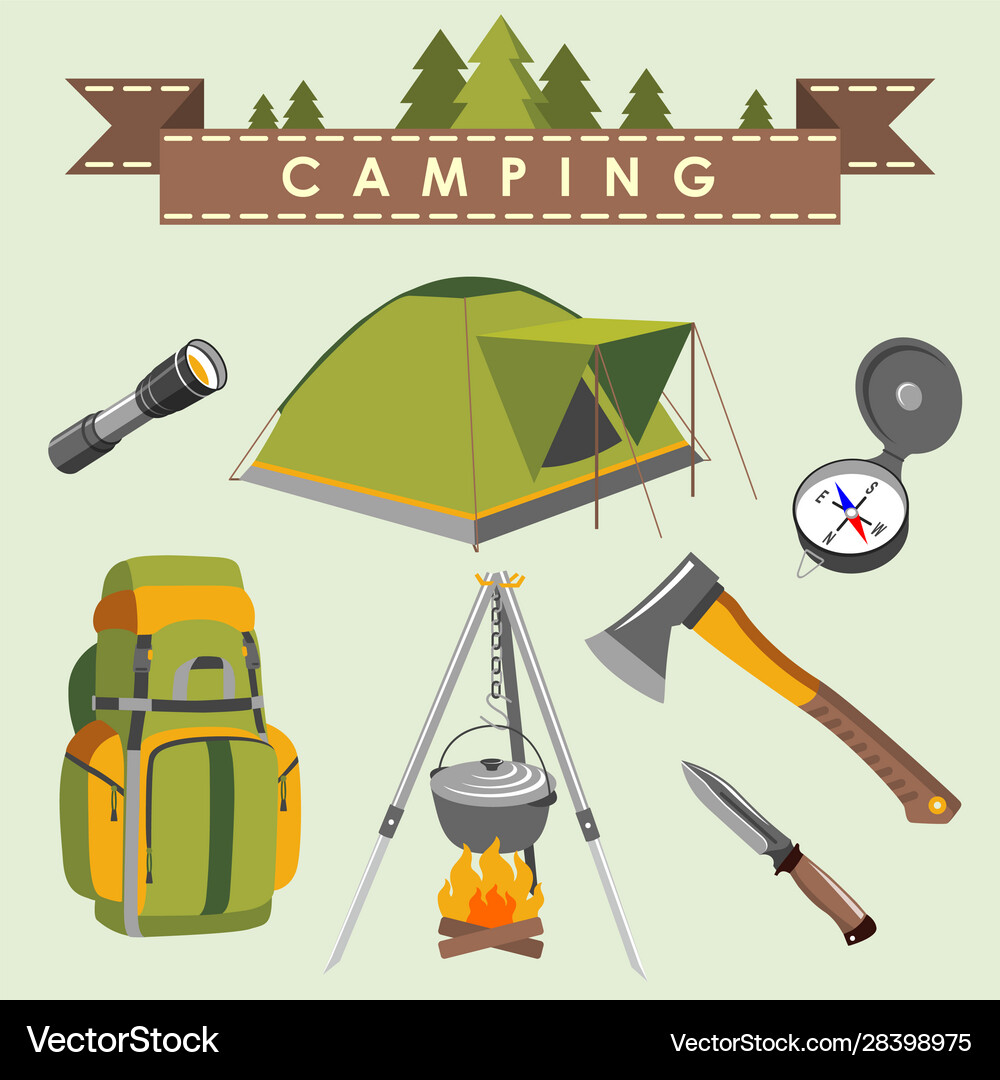 Camping set Royalty Free Vector Image - VectorStock