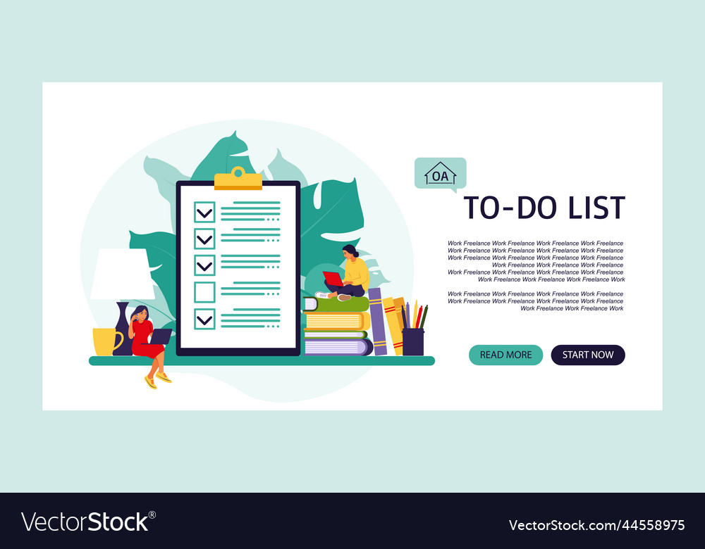 Checklist to-do list landing page or notepad Vector Image Checklist to-do list landing page or notepad