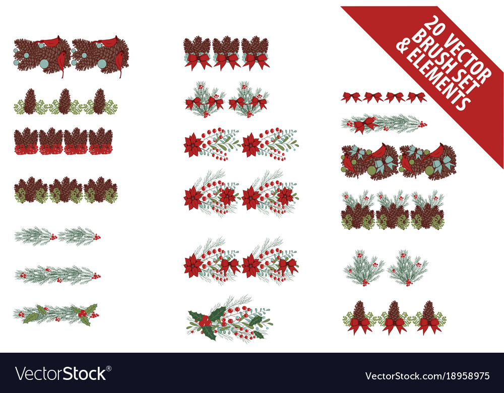 christmas wreath generator with colorful brushes vector image