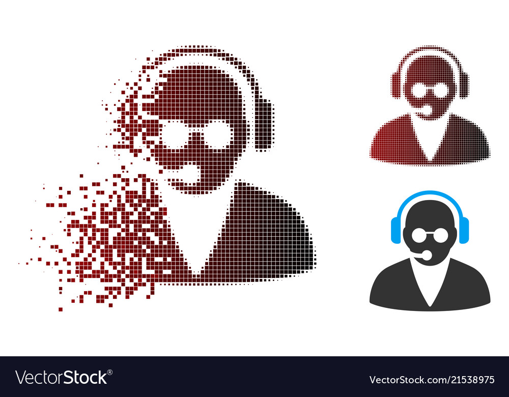 Dispersed pixel halftone support operator icon vector image Dispersed pixel halftone support operator icon