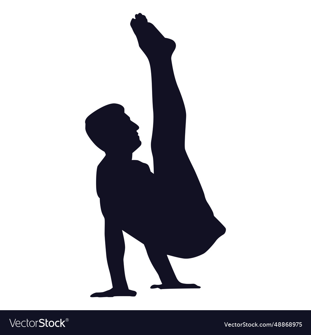 Gymnast man exercise silhouette Royalty Free Vector Image